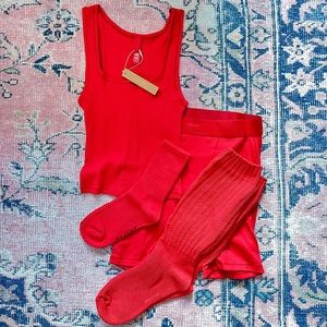 (SOLD) SKIMS Cotton Rib Set in Red in S